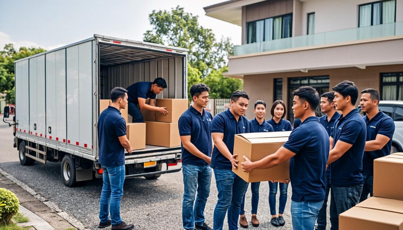 Suman Packers moving crew team with container truck