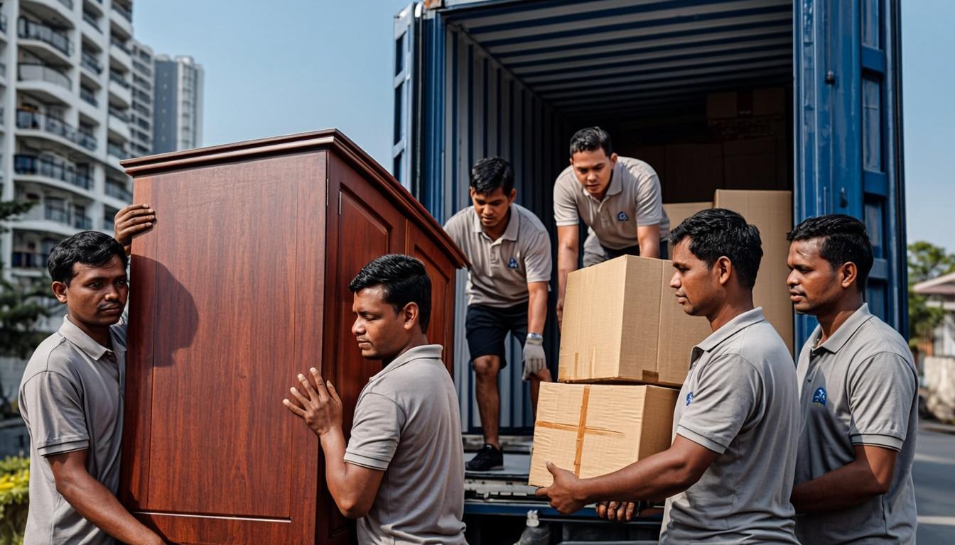 Suman Packers and Movers loading household goods into container truck for domestic shifting from Jodhpur